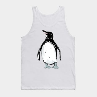 Galápagos Penguin pattern on greenish gray Tank Top